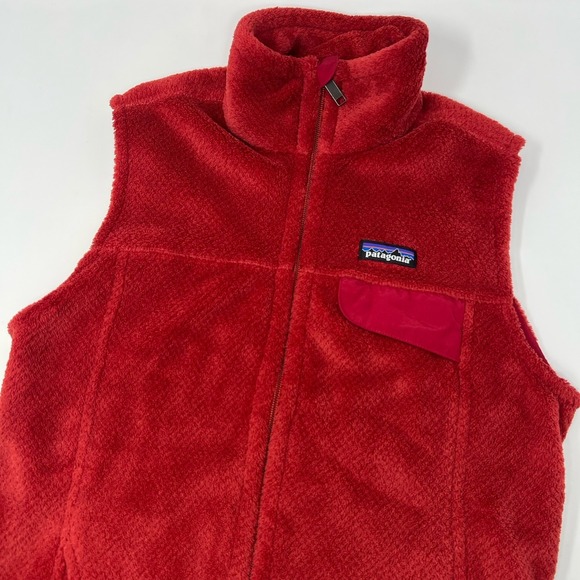 Patagonia Vest Womens Medium Red Re-Tool Full Zip Polartec Fleece Sleeveless - Picture 1 of 7